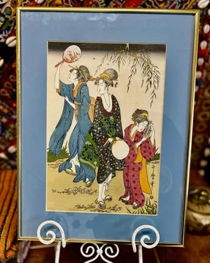 Framed Japanese woodblock-style print