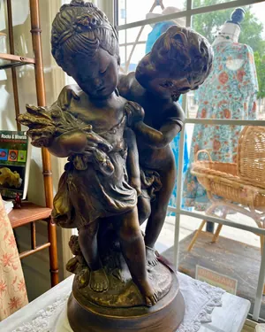 Bronze figure of two children